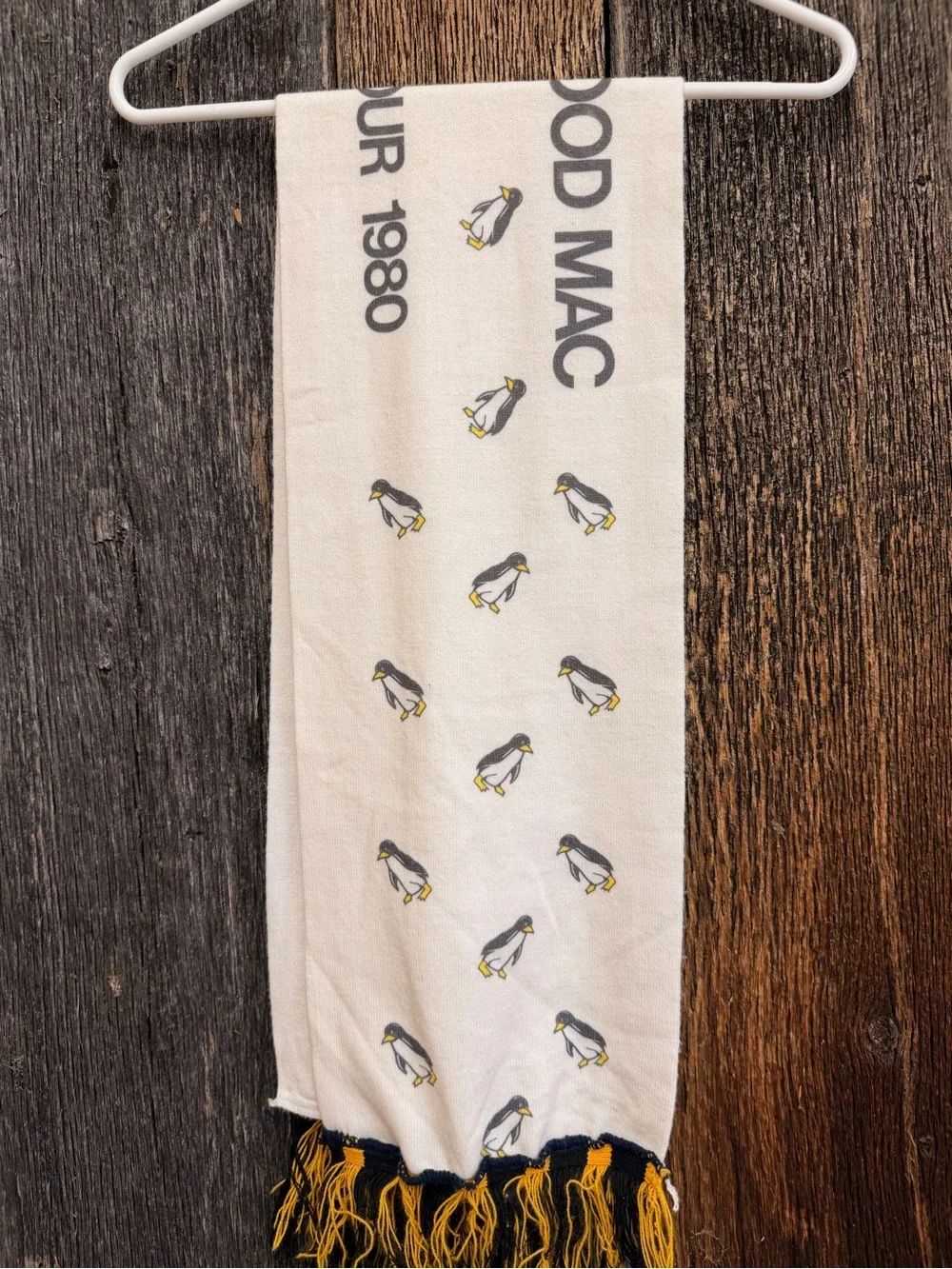 Fleetwood Mac Tusk Tour 1980 Scarf - White with Black & Yellow